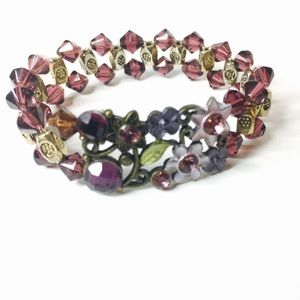 👑NWT February Amethyst Antique Gold Cuff Bracelet